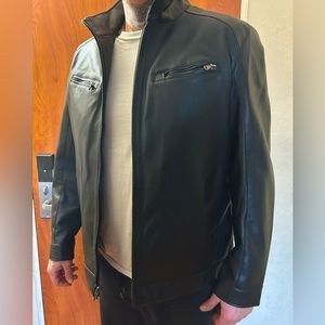 MICHAEL KORS - Men's Perforated Faux Leather Moto Jacket